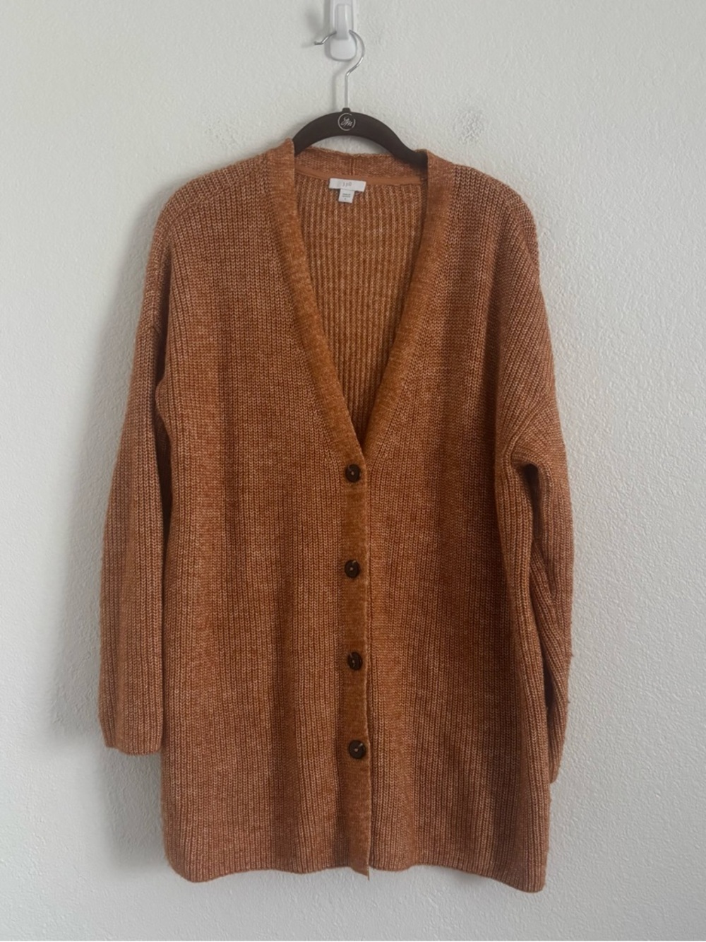 J. Jill Women's Size Large Orange/Brown Knit Cardigan Sweater